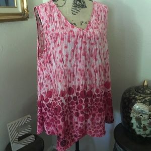 Avenue Pink & White hi low sleeveless top size 24
